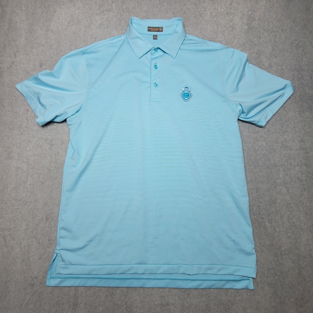 Peter Millar summer comfort polo large Striped Oaks Blue